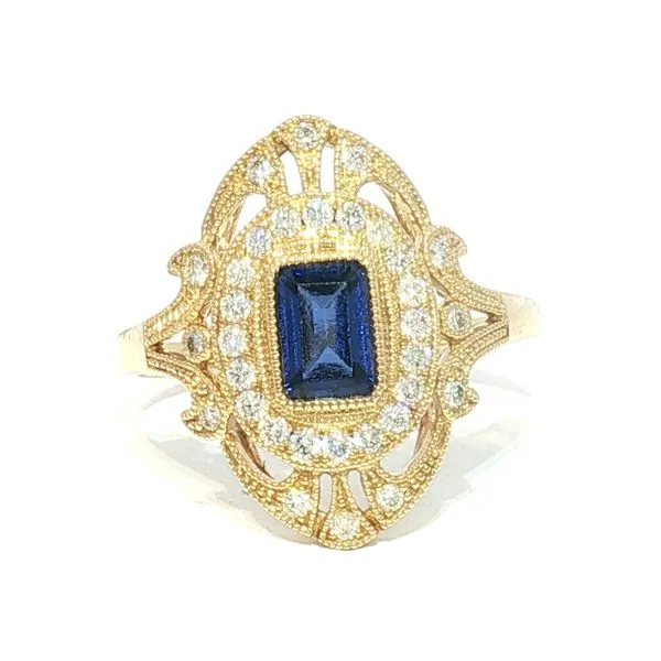 One-of-a-Kind Vintage Style Sapphire & Diamond Ring in 14k Yellow Gold Bryan Jewelry Prattville, AL