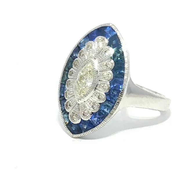 Custom Sapphire & Diamond Ring in 14k White Gold Image 2 Bryan Jewelry Prattville, AL
