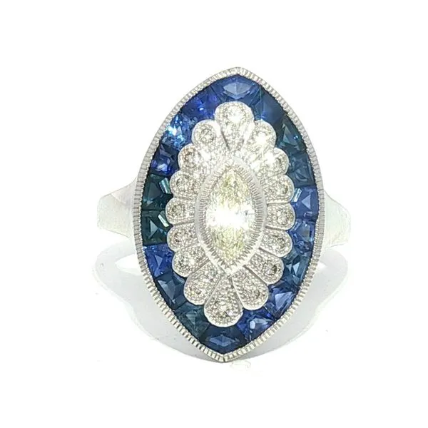 Custom Sapphire & Diamond Ring in 14k White Gold Bryan Jewelry Prattville, AL