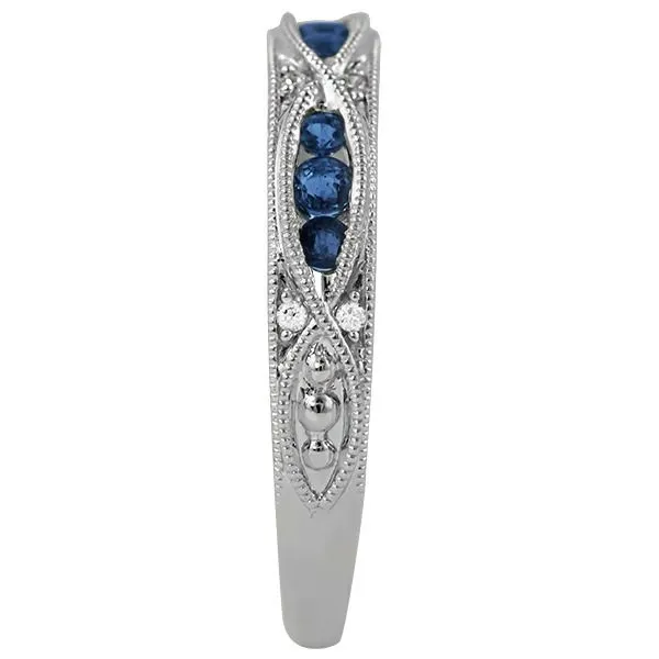 Timeless Elegance: 14K White Gold Sapphire Band with Diamond Accents Image 3 Bryan Jewelry Prattville, AL