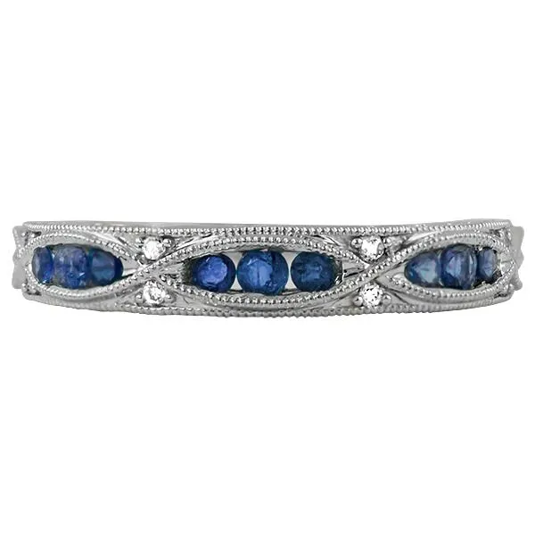 Timeless Elegance: 14K White Gold Sapphire Band with Diamond Accents Bryan Jewelry Prattville, AL