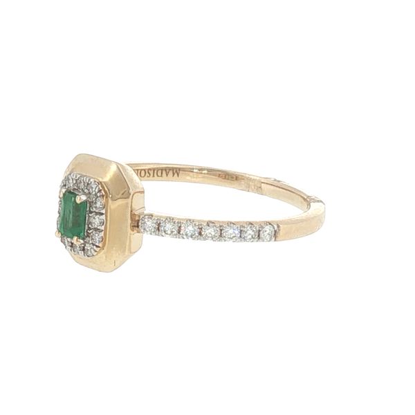 Delicate Radiance: Petite Emerald & Diamond Halo Ring Image 3 Bryan Jewelry Prattville, AL