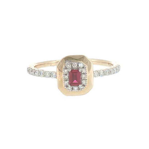 Delicate Radiance: Petite Ruby & Diamond Halo Ring Bryan Jewelry Prattville, AL