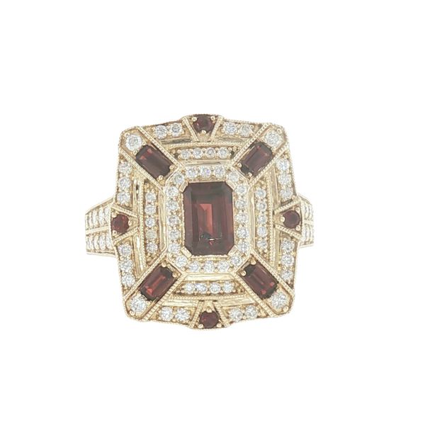 Vintage-Inspired Geometry with Rich Garnet Color. Bryan Jewelry Prattville, AL