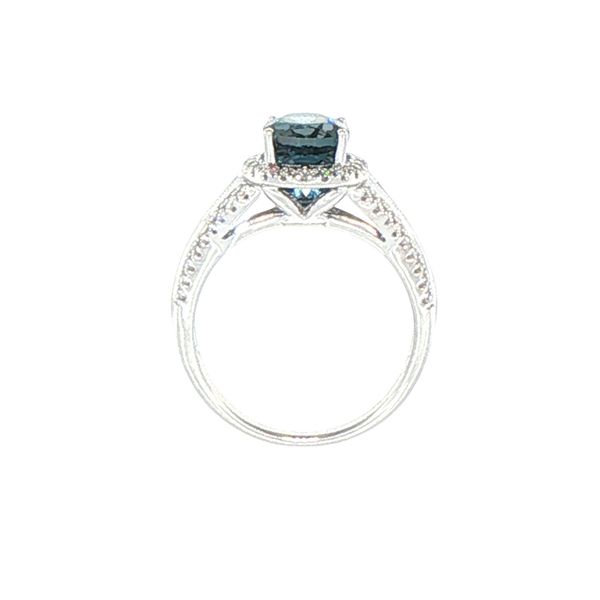 Deep Blue Elegance: London Blue Topaz & Diamond Halo Ring in 14K White Gold Image 5 Bryan Jewelry Prattville, AL