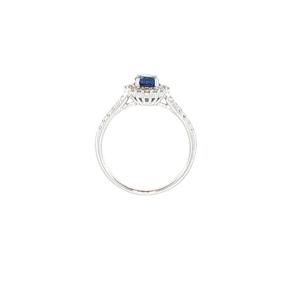 Classic Royal Blue: Sapphire & Diamond Halo Ring in 18K White Gold Image 2 Bryan Jewelry Prattville, AL