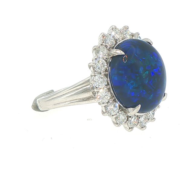Estate Black Opal & Diamond Ring Image 2 Bryan Jewelry Prattville, AL