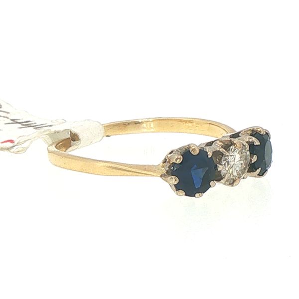 Estate Sapphire & Diamond Three Stone Ring Image 2 Bryan Jewelry Prattville, AL