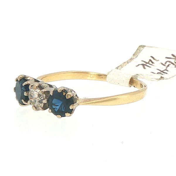 Estate Sapphire & Diamond Three Stone Ring Image 3 Bryan Jewelry Prattville, AL