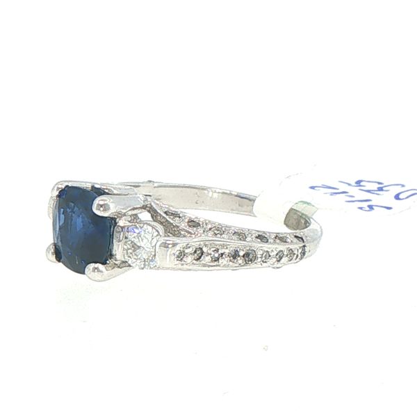 Estate Sapphire & Diamond Three Stone Ring Image 3 Bryan Jewelry Prattville, AL