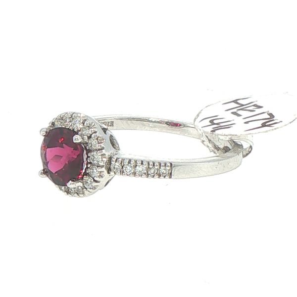 Estate Garnet & Diamond Halo Ring Image 3 Bryan Jewelry Prattville, AL