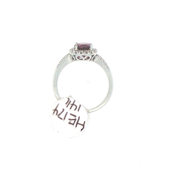 Estate Garnet & Diamond Halo Ring Image 5 Bryan Jewelry Prattville, AL