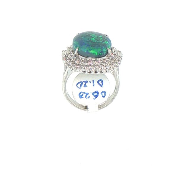 Estate Black Opal & Diamond Halo Ring Image 5 Bryan Jewelry Prattville, AL