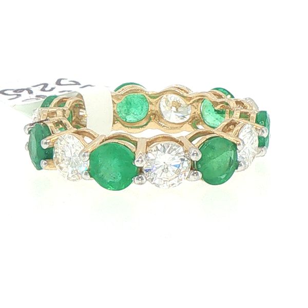 Estate Emerald & Diamond Eternity Band Image 2 Bryan Jewelry Prattville, AL