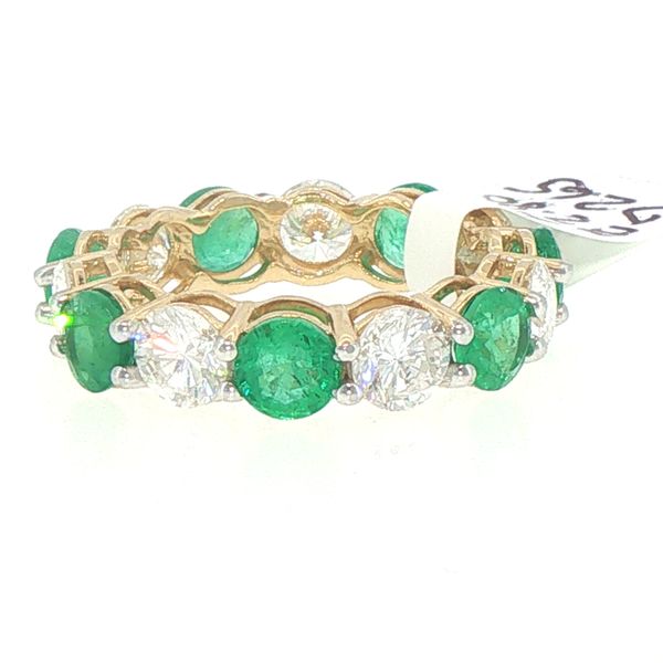 Estate Emerald & Diamond Eternity Band Image 3 Bryan Jewelry Prattville, AL
