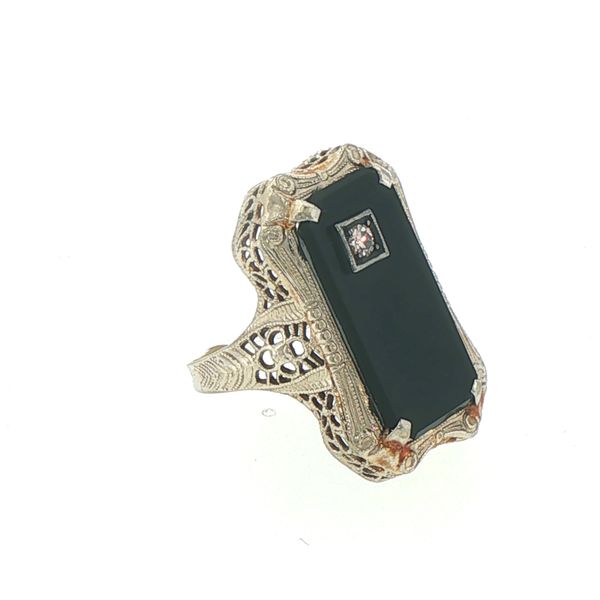 Art Deco Onyx & Diamond Ring Image 2 Bryan Jewelry Prattville, AL