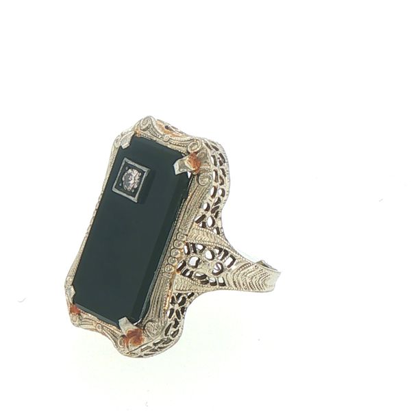 Art Deco Onyx & Diamond Ring Image 3 Bryan Jewelry Prattville, AL