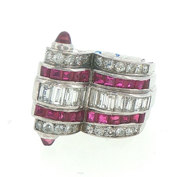 Retro Ruby & Diamond Tank Ring Bryan Jewelry Prattville, AL