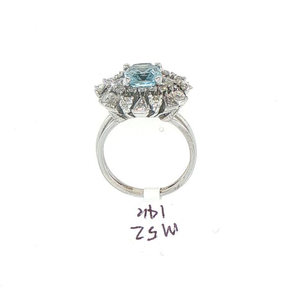 Geometric Aquamarine & Diamond Estate Ring Image 5 Bryan Jewelry Prattville, AL