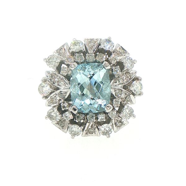 Geometric Aquamarine & Diamond Estate Ring Bryan Jewelry Prattville, AL