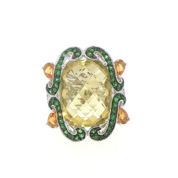 Estate Lemon Quartz, Tsavorite Garnet & Citrine Ring Bryan Jewelry Prattville, AL