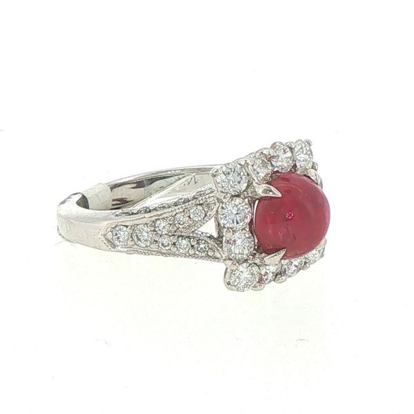 Estate Ruby Cabochon & Diamond Ring Image 2 Bryan Jewelry Prattville, AL