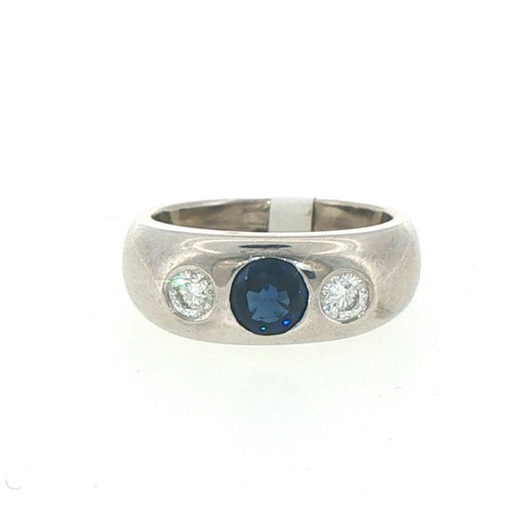 Estate Sapphire & Diamond Gypsy Set Three Stone Ring Bryan Jewelry Prattville, AL