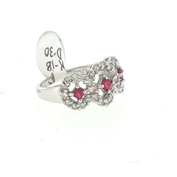 Estate Three Stone Ruby & Diamond Ring Image 2 Bryan Jewelry Prattville, AL