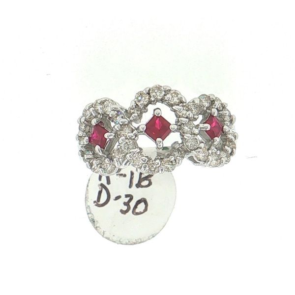 Estate Three Stone Ruby & Diamond Ring Bryan Jewelry Prattville, AL
