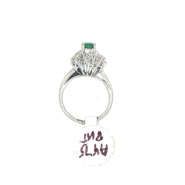Estate Platinum Emerald & Diamond Double Halo Cocktail Ring Image 5 Bryan Jewelry Prattville, AL