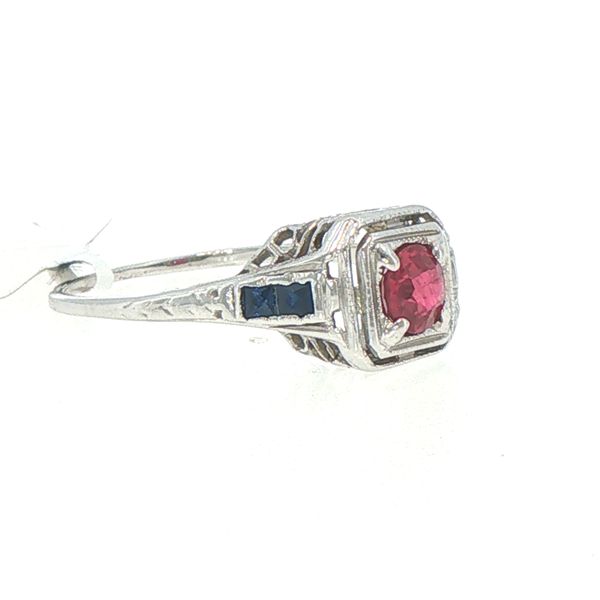 Estate Antique Ruby & Sapphire Filigree Ring Image 2 Bryan Jewelry Prattville, AL