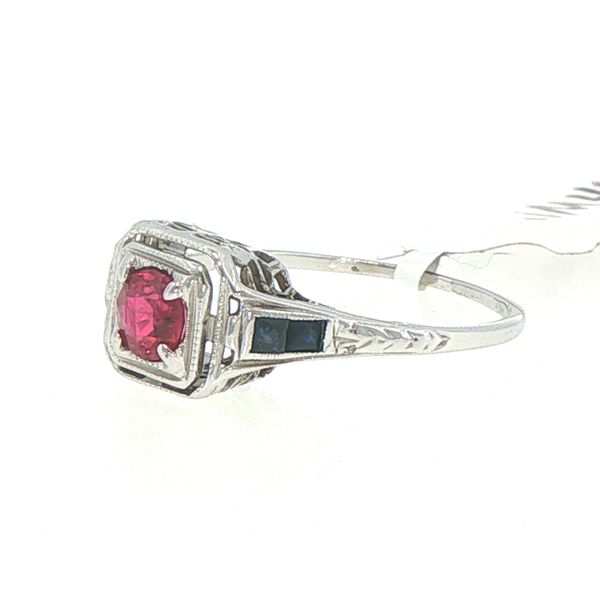Estate Antique Ruby & Sapphire Filigree Ring Image 3 Bryan Jewelry Prattville, AL