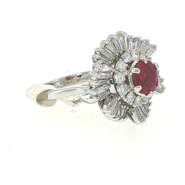 Estate Platinum Ruby & Diamond Ballerina Ring Image 2 Bryan Jewelry Prattville, AL