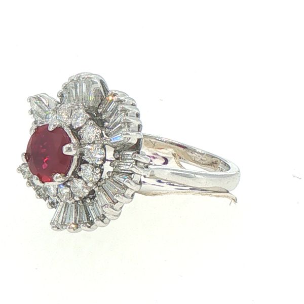 Estate Platinum Ruby & Diamond Ballerina Ring Image 3 Bryan Jewelry Prattville, AL