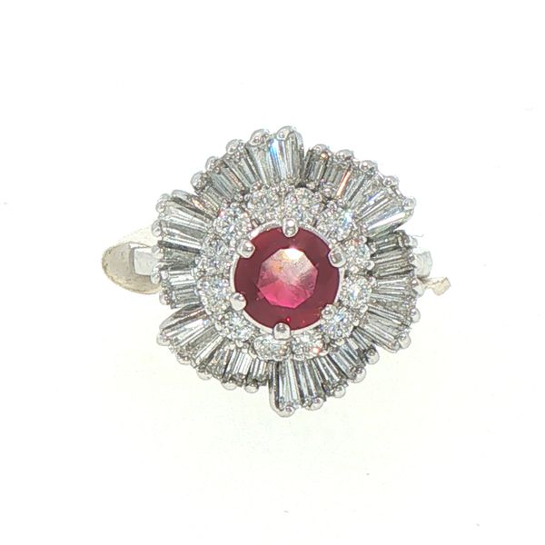 Estate Platinum Ruby & Diamond Ballerina Ring Bryan Jewelry Prattville, AL