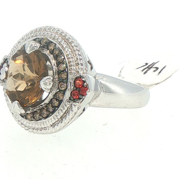 Estate Smokey Quartz & Ruby Accent Ring Image 3 Bryan Jewelry Prattville, AL