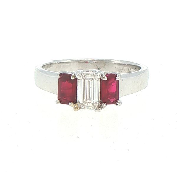 Estate Three Stone Ruby & Diamond Ring Bryan Jewelry Prattville, AL