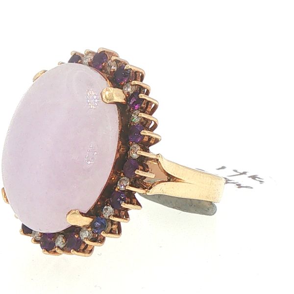 14K Yellow Gold Lavender Jade, Amethyst & Diamond Ring Image 2 Bryan Jewelry Prattville, AL