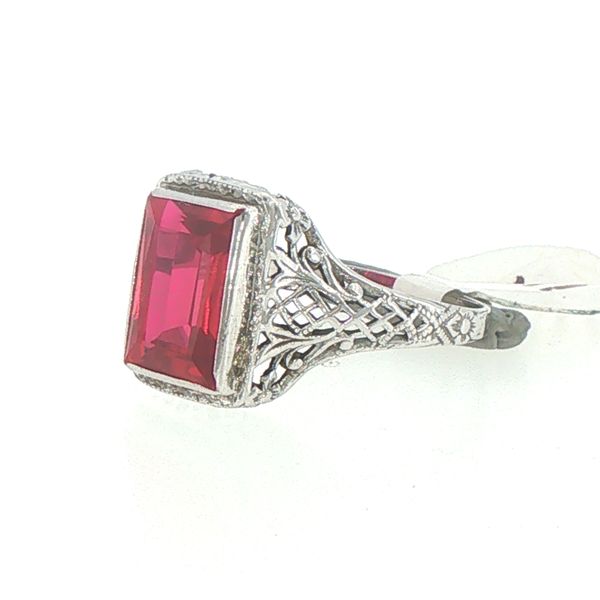 Art Deco Synthetic Ruby Estate Ring Image 2 Bryan Jewelry Prattville, AL