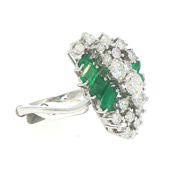 Emerald & Diamond Cocktail Estate Ring Image 2 Bryan Jewelry Prattville, AL