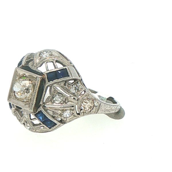 Art Deco Diamond & Sapphire Estate Ring Image 3 Bryan Jewelry Prattville, AL