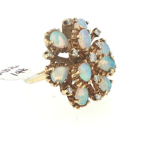 Opal & Diamond Cluster Estate Ring Image 2 Bryan Jewelry Prattville, AL