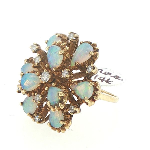 Opal & Diamond Cluster Estate Ring Image 3 Bryan Jewelry Prattville, AL