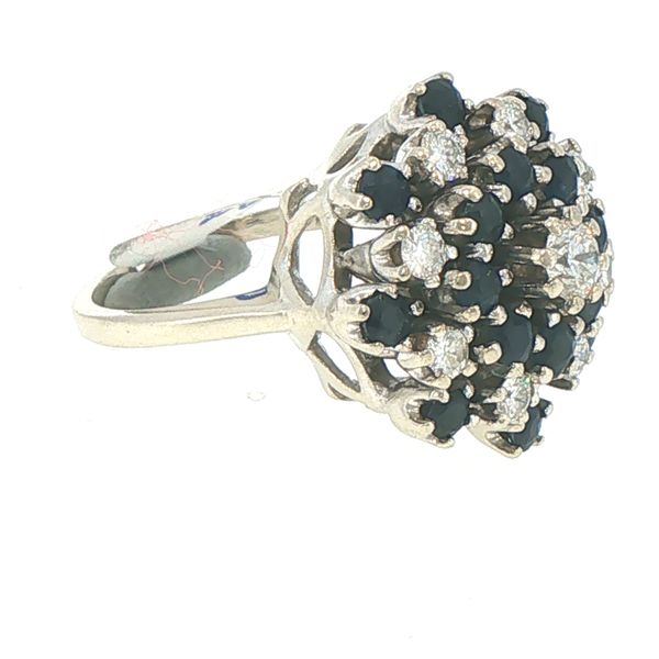 Estate Sapphire & Diamond Beehive Cluster Ring Image 2 Bryan Jewelry Prattville, AL
