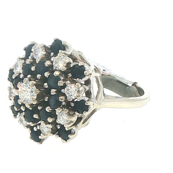 Estate Sapphire & Diamond Beehive Cluster Ring Image 3 Bryan Jewelry Prattville, AL