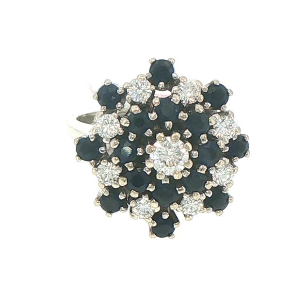 Estate Sapphire & Diamond Beehive Cluster Ring Bryan Jewelry Prattville, AL