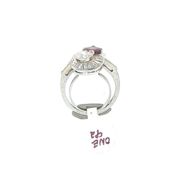 Estate Platinum Ruby & Mixed Cut Diamond Two Stone Ring Image 2 Bryan Jewelry Prattville, AL