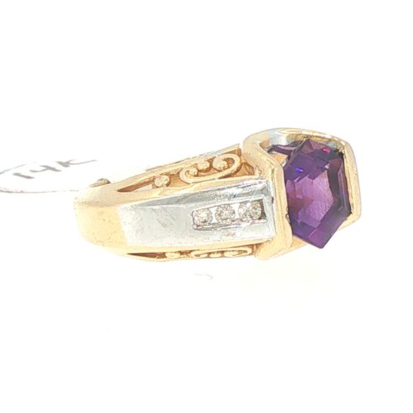 Estate Two-Tone Amethyst & Diamond Accent Ring Image 2 Bryan Jewelry Prattville, AL