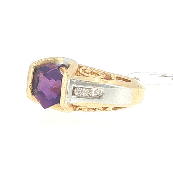 Estate Two-Tone Amethyst & Diamond Accent Ring Image 3 Bryan Jewelry Prattville, AL
