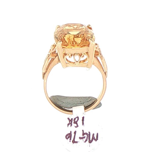 Estate 18K Yellow Gold Cushion Cut Citrine Ring Image 5 Bryan Jewelry Prattville, AL